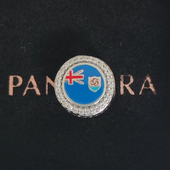 Pandora Anguilla Flag Bead Charm Bracelet Pendant S925 Silver with box - Picture 1 of 9